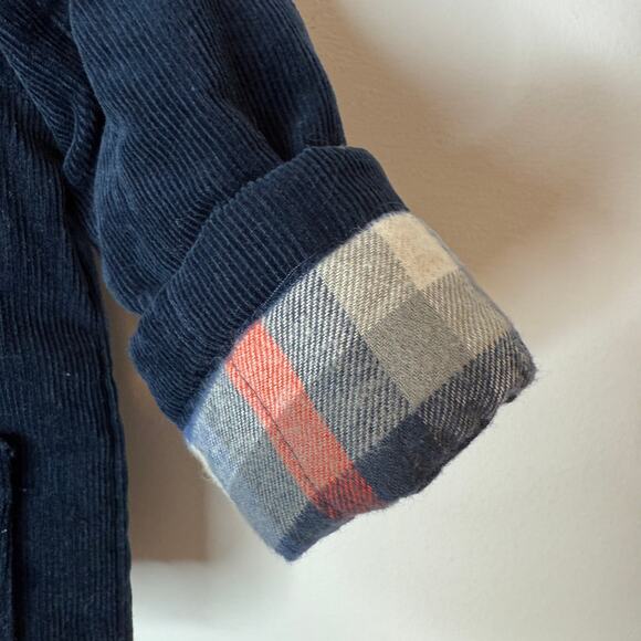 Baby Boden Boys Corduroy Plaid Hooded Jacket Coat In Navy Size 6-12 Months - Picture 4 of 10